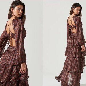 ASTR the Label Anora Floral Tiered Gown-Size Medium